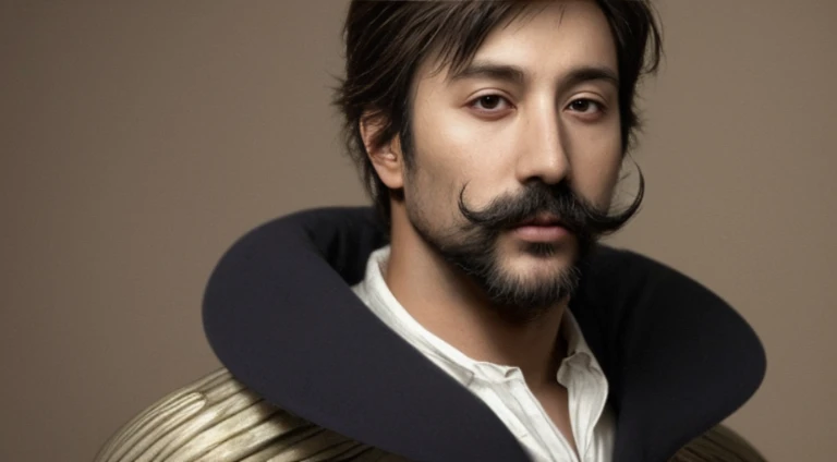 masterpiece, best quality, wallpaper, a man with mustache