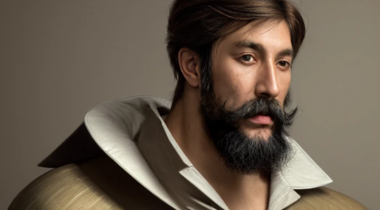 masterpiece, best quality, wallpaper, a man with mustache