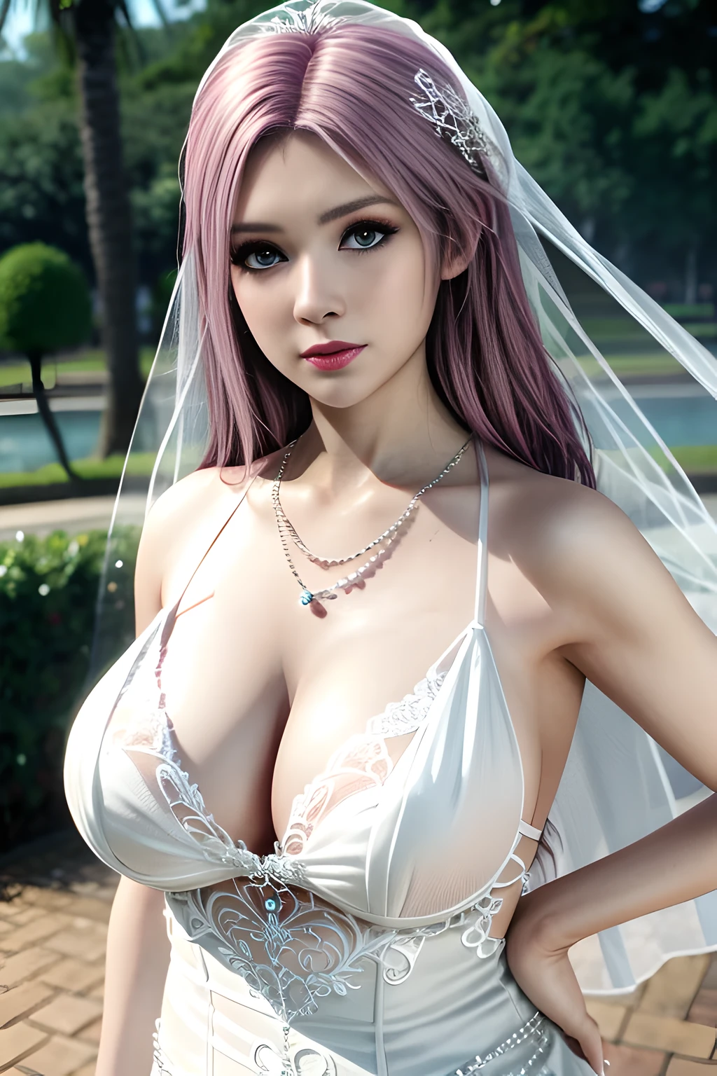 1 girl,lean over WINK,(( Wedding Dress, see-through)), outdoor,elegant,nighttime,moonlighe,shiny skin,( huge breasts:1.1), lip gloss,( tattoos:1.3), masterpiece, best quality, realistic ,Surrealism,natural colors art in 8k,soft shadows,Portrait art,solo, elise,