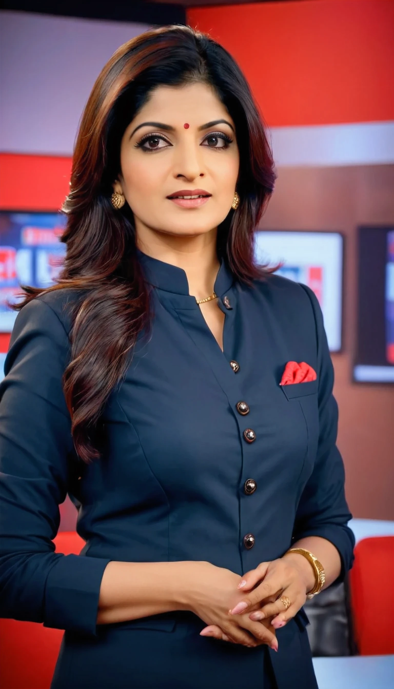 Aaj Tak reporter Anjana Om Kashyap, Indian news reporter, female news reporter cinematic photography 8k