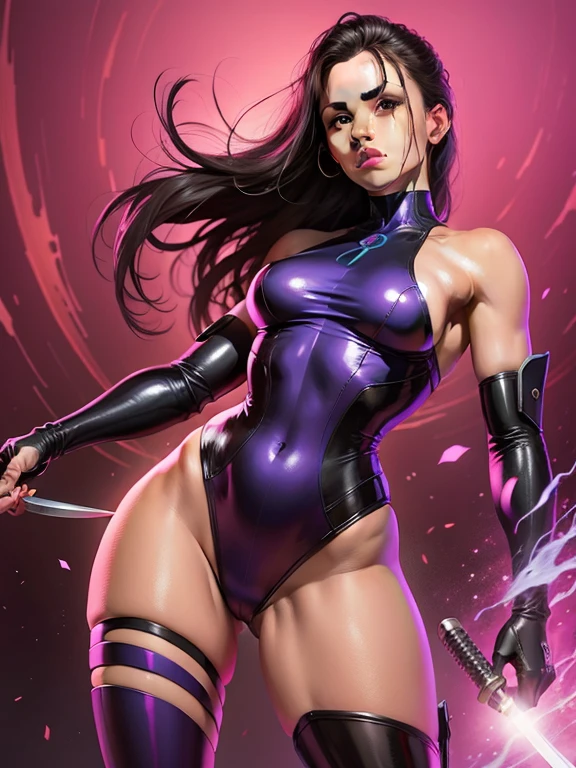 ((digital drawing)),((4k)),((JIM EIDOMODE)), a close-up of a woman in a blue suit holding a knife, Psylocke, Kate Bishop, nico robin, in digital illustration style, bright digital painting, comic digital art, in a mixed æon flow style, 90s comic character design, in the style of digital painting, colorful digital illustration, drawn in the style of artgerm