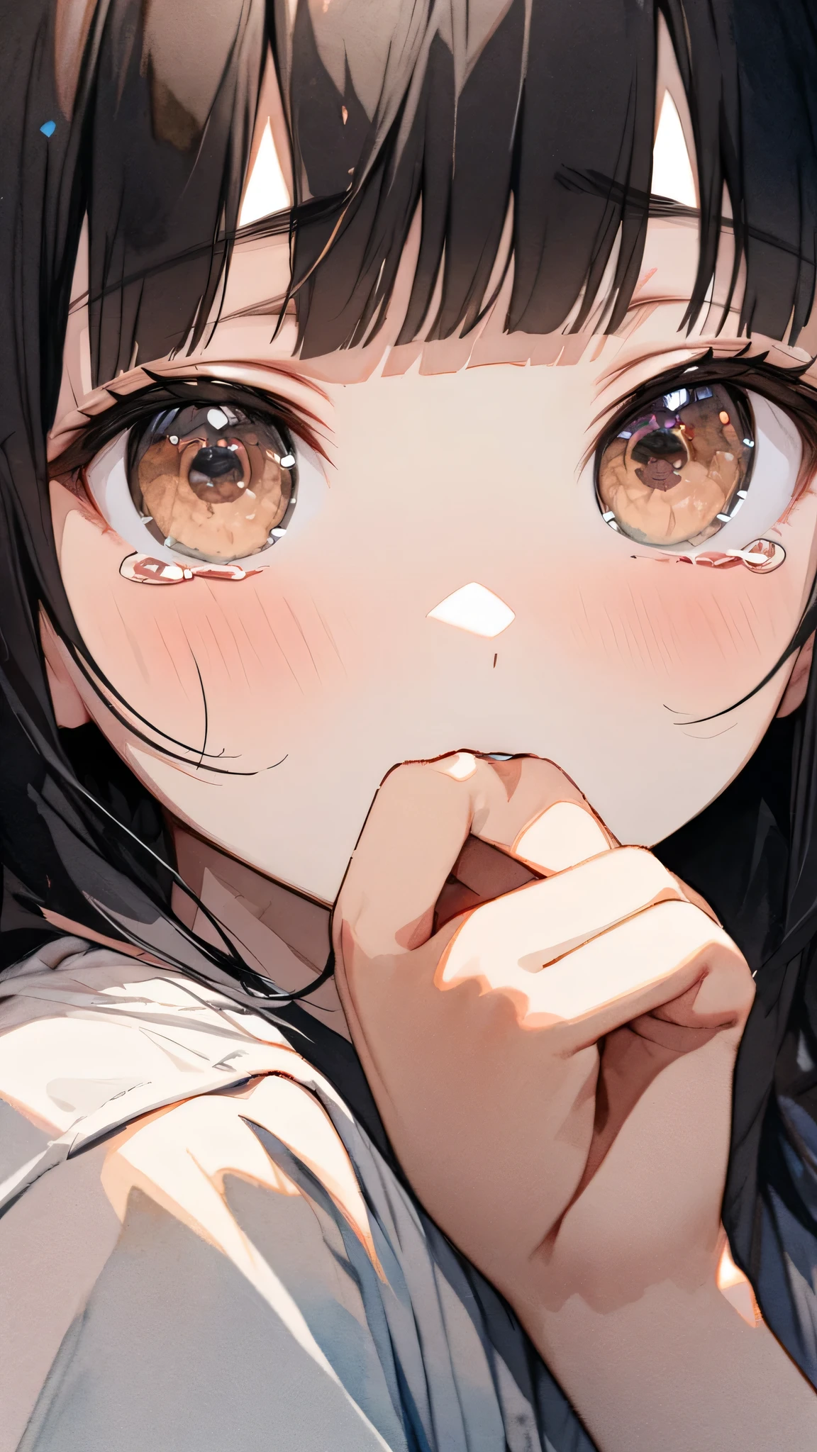 NSFW, masterpiece, highest quality, BREAK shouko nishimiya, (1 girl), light brown hair, long hair, brown eyes, has a nose hook on her face, (tears), snot, (drooling), (close up of face), 