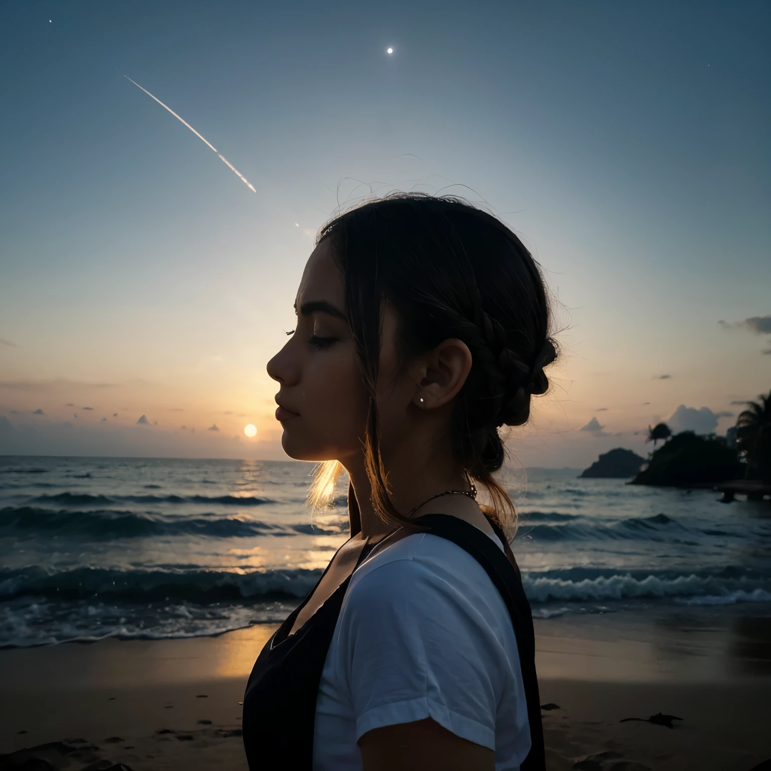 Imagem chovendo a noite de lua cheia 