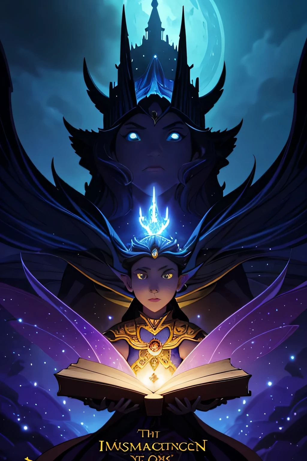 (masterpiece),(fantasy art ) (cover book ) (ultra quality)Create a spellbinding children's storybook cover with a courageous princess, a malevolent witch, and a heroic knight embarking on a fantastical journey through a mystical realm. Ensure vivid imagery of magic, bravery, and triumph to captivate young readers' imaginations!
