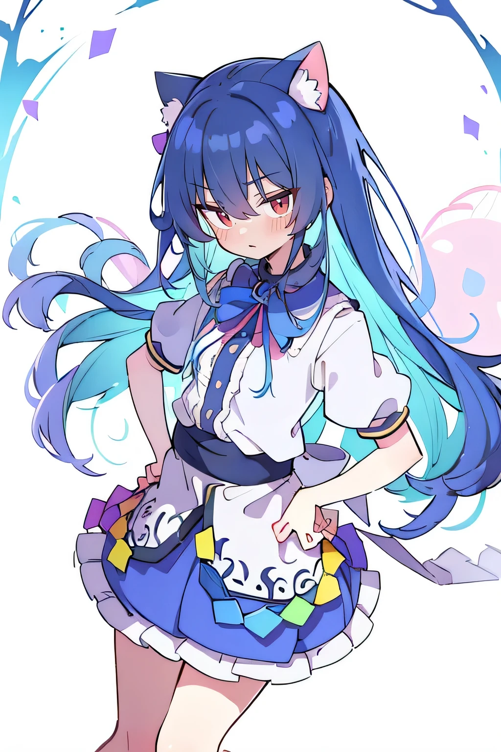 (masterpiece),best quality, expressive eyes, perfect face, 1girl,
Put your hands on your waist,fair, Gorgeous,Japanese cartoons,girl,lola,Hina Angel, blue hair, blue haired, floating clothes,Grab your waist, Grab your waist, hands on hips , hands on hips,sit, sit on ground, Legs on the ground, flat chest,cat ears,Petals fall,Sitting in the summerhouse,summerhouse,