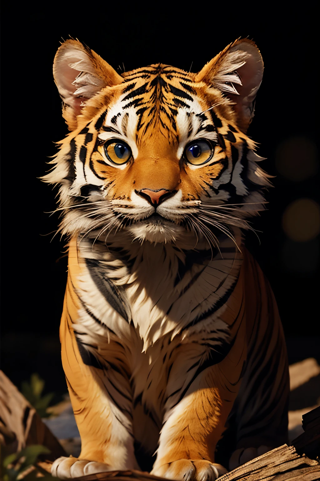 ((best quality)), ((masterpiece)), (detailed), perfect face,
(full body:1.3),
Photo of National Geographic,
1 cute fluffy for hybrid of tiger and kitten,
it is the most beautiful and wonderful thing, it behaves in a special way, subtly with a pose of great fierceness, adorable, cat ears, cat tail, fine and stylized body, eyes for tiger,
eyes should be large and expressive, a moment of curiosity or playfulness.,
Capturing the essence of mischief,
perched stump, with wood chips,
playing with soap bubbles,
surreal landscape, imagination swirling, dreamworld,
Pixar render,
(realistic:1), details down to every fluff,
(masterpiece:1.2), (best quality:1.2), sharp focus, (8k), beautiful, high quality, (hightres:1.1), detailed, extremely detailed, intricate, hyper detailed, illustration, soft lighting, high resolution, sharp detail, perfect lighting,
very dark focused flash photo, amazing quality, masterpiece, best quality, hyper detailed, ultra detailed, UHD, perfect anatomy, dof, hyper-realism, majestic, awesome, inspiring,
cute00d