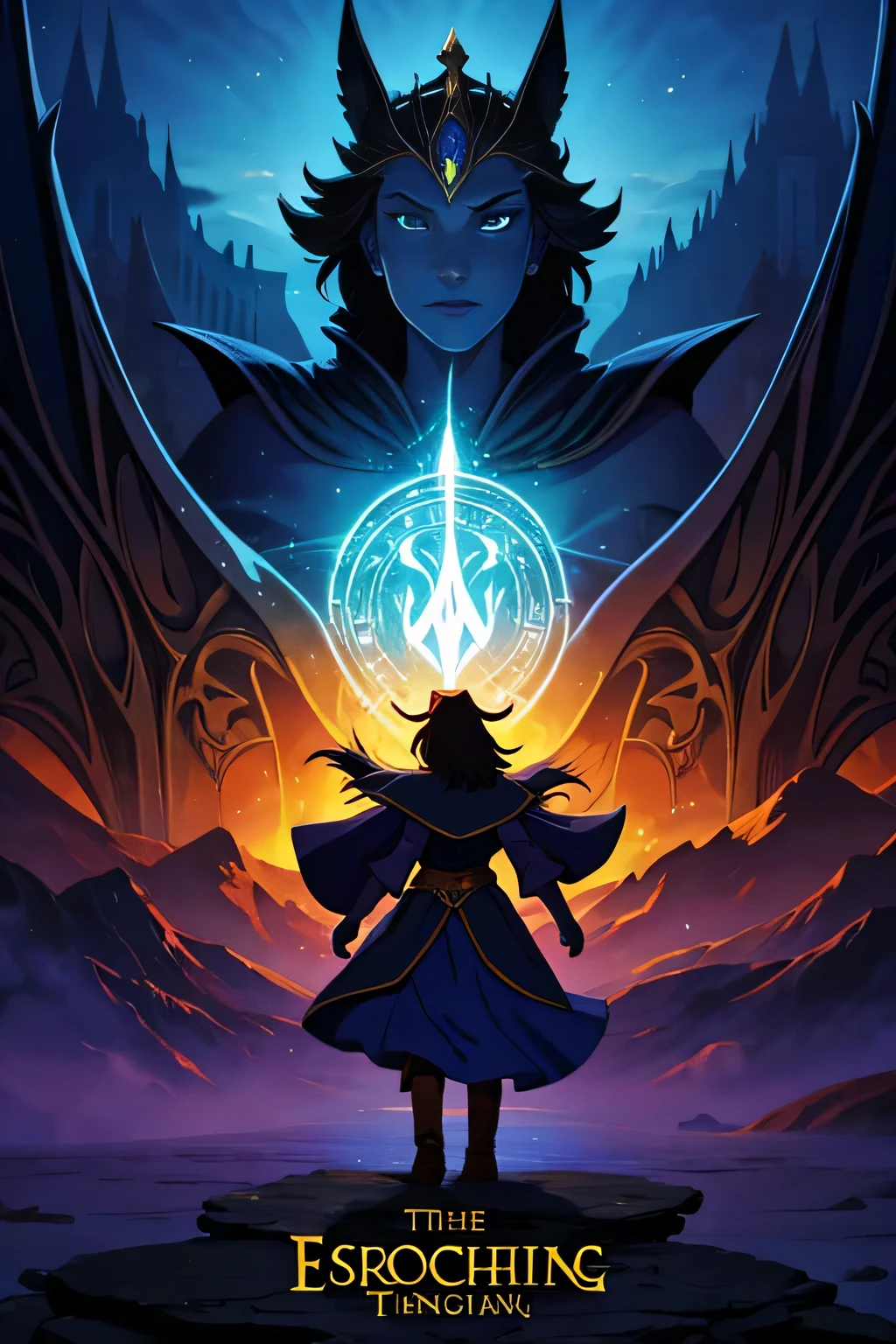 ((illustration)),(masterpiece),(fantasy art ) (cover book ) (ultra quality)Create a spellbinding children's storybook cover with a courageous princess, a malevolent witch, and a heroic knight embarking on a fantastical journey through a mystical realm. Ensure vivid imagery of magic, bravery, and triumph to captivate young readers' imaginations!