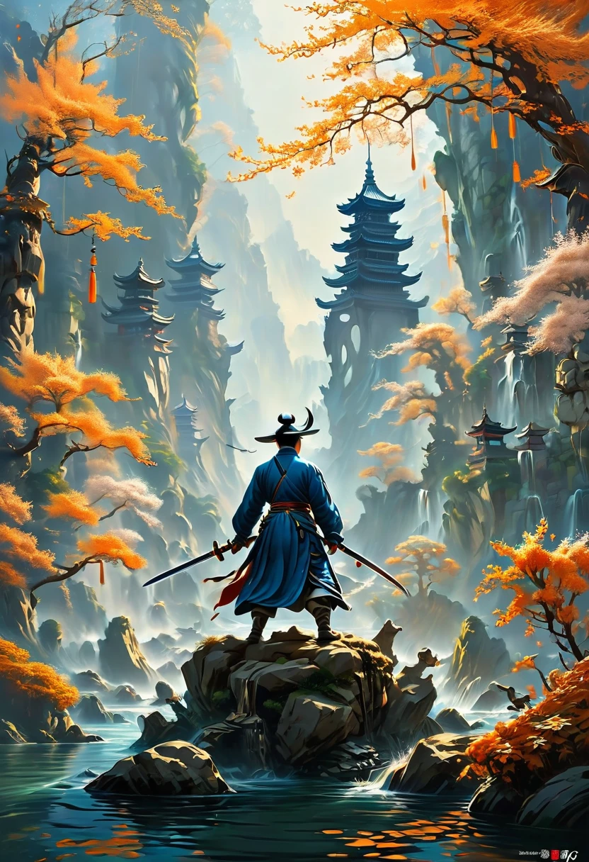 Sworasman, hold sword, by Tang Yau Hoong, best quality, masterpiece, very aesthetic, perfect composition, intricate details, ultra-detailed