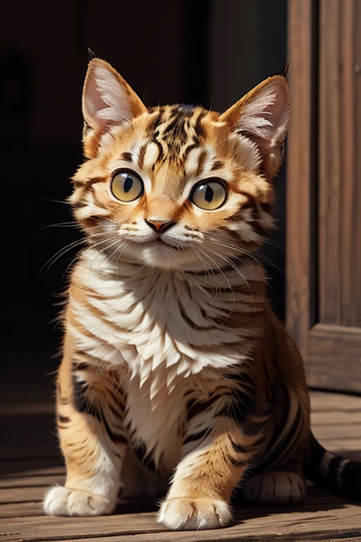 ((best quality)), ((masterpiece)), (detailed), perfect face,
(full body:1.3),
Photo of National Geographic,
1 cute fluffy for hybrid of kitten,
it is the most beautiful and wonderful thing, it behaves in a special way, subtly with a pose of great fierceness, adorable, cat ears, cat tail, fine and stylized body, eyes for tiger,
eyes should be large and expressive, a moment of curiosity or playfulness.,
Capturing the essence of mischief,
perched stump, with wood chips,
playing with soap bubbles,
surreal landscape, imagination swirling, dreamworld,
Pixar render,
(realistic:1), details down to every fluff,
(masterpiece:1.2), (best quality:1.2), sharp focus, (8k), beautiful, high quality, (hightres:1.1), detailed, extremely detailed, intricate, hyper detailed, illustration, soft lighting, high resolution, sharp detail, perfect lighting,
very dark focused flash photo, amazing quality, masterpiece, best quality, hyper detailed, ultra detailed, UHD, perfect anatomy, dof, hyper-realism, majestic, awesome, inspiring,
cute00d
