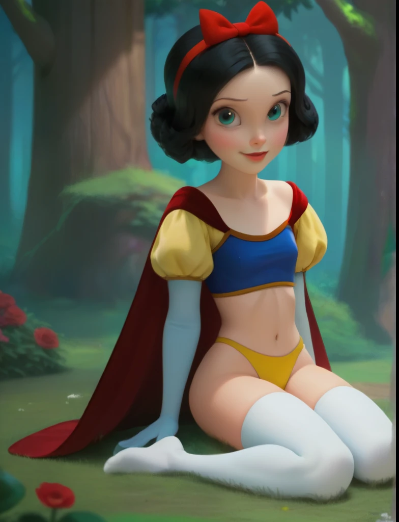 score_9, score_8_up, score_7_up, score_6_up, score_5_up, score_4_up
forest BREAK
snow white, 12 year old, ((full body)) smiling, yellow high waist thong, panties, high cut leotard bandeau, thigh highs, sitting on on grass, skinny, , young girl, disney pixar, masterpiece,
