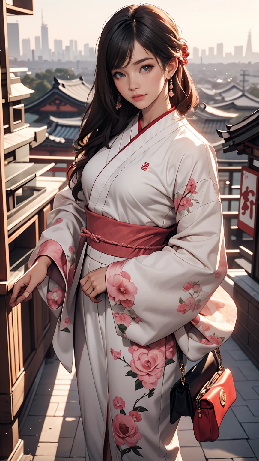 Arabian woman standing on top of a building overlooking the city, Ulzzang, Korean Girls, Portrait of a Japan teenager, Wearing long, loose clothing, 🤤 Portrait of a Girl, Chiho, Yoshitomo Nara, Portrait of Black Pink's Joshi, young asian girl, From 8k matte, egirl, e - girl