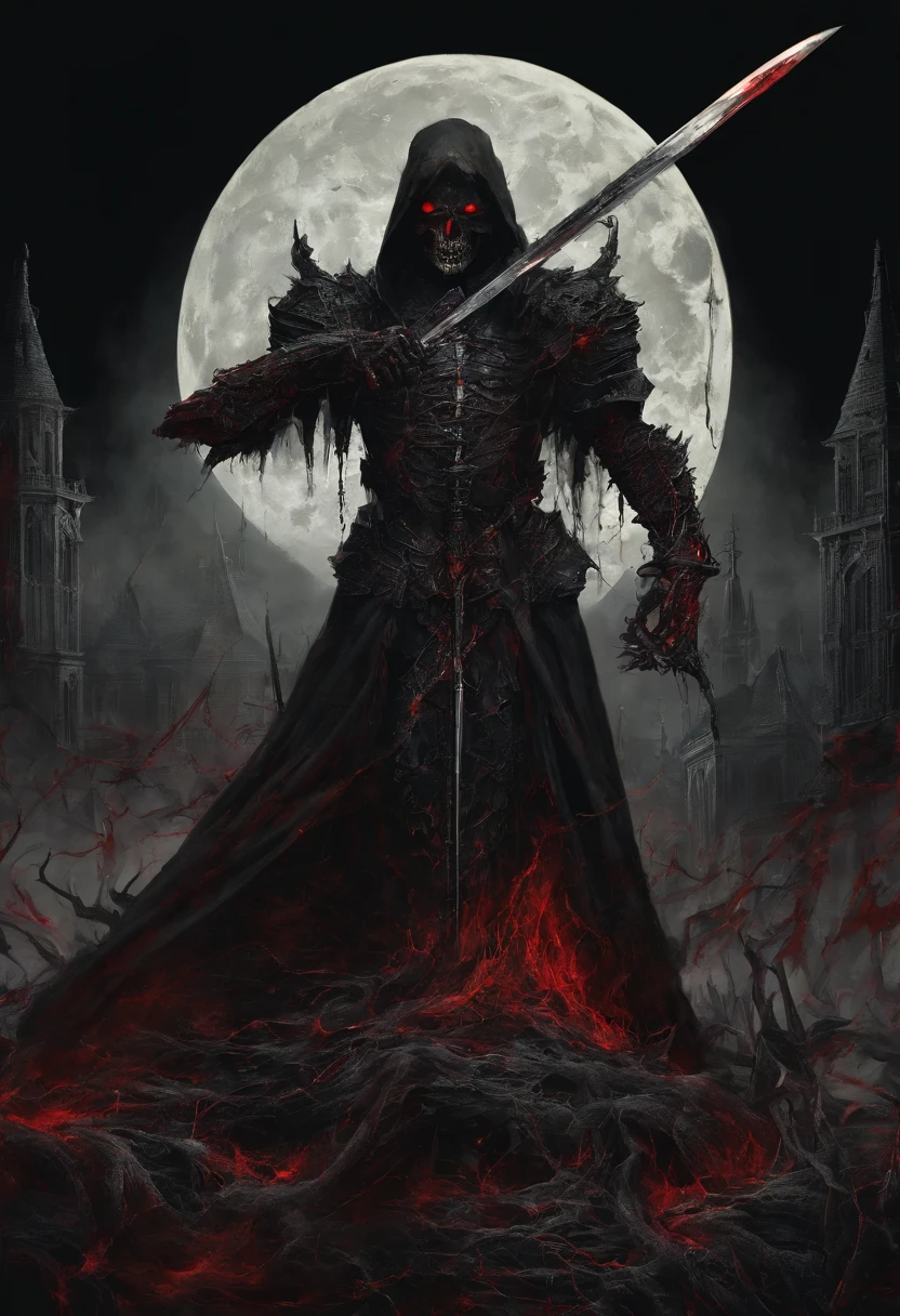 Dark army with glowing red sword