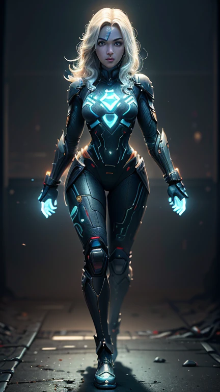 ((melhor qualidade)), ((obra de arte)), (detalhado: 1.4), 3D, uma imagem de uma linda Supergirl cyberpunk,HDR (High-range dynamics),Rastreamento de raio,NVIDIA RTX,Super-resolution,Irreal 5,underground dispersal, Textura PBR, Post-processing, Anisotropic filtering, profundidade de campo, maximum clarity and sharpness, Texturas multicamadas, Albedo e mapas especulares, surface shading, Accurate simulation of light-material interaction, perfect proportions, octane rendering, two tone lighting,Grande abertura,ISO baixo,white balance,rule of thirds,8K CRU,CircuitBoardAI, cabelo loiro, olhos azuis, Superman S symbol on chest, Botas Vermelhas.