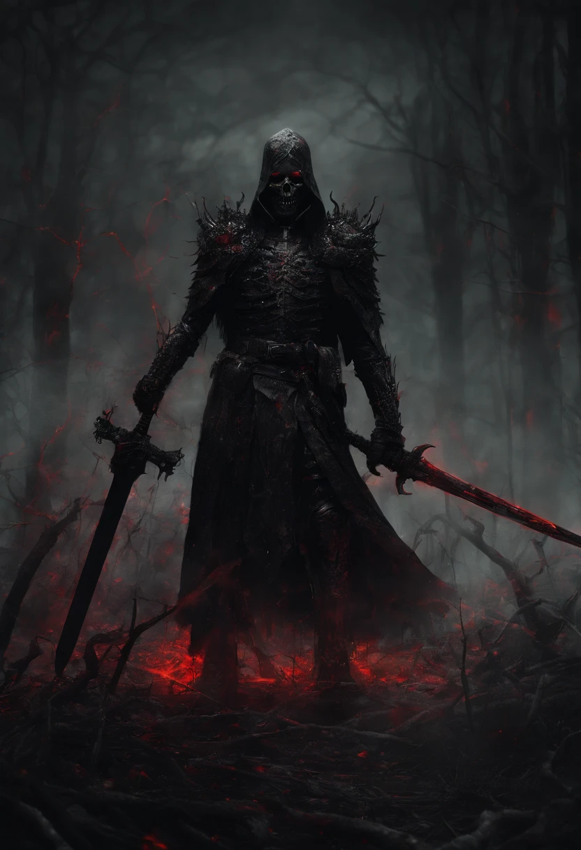 Dark army with glowing red sword