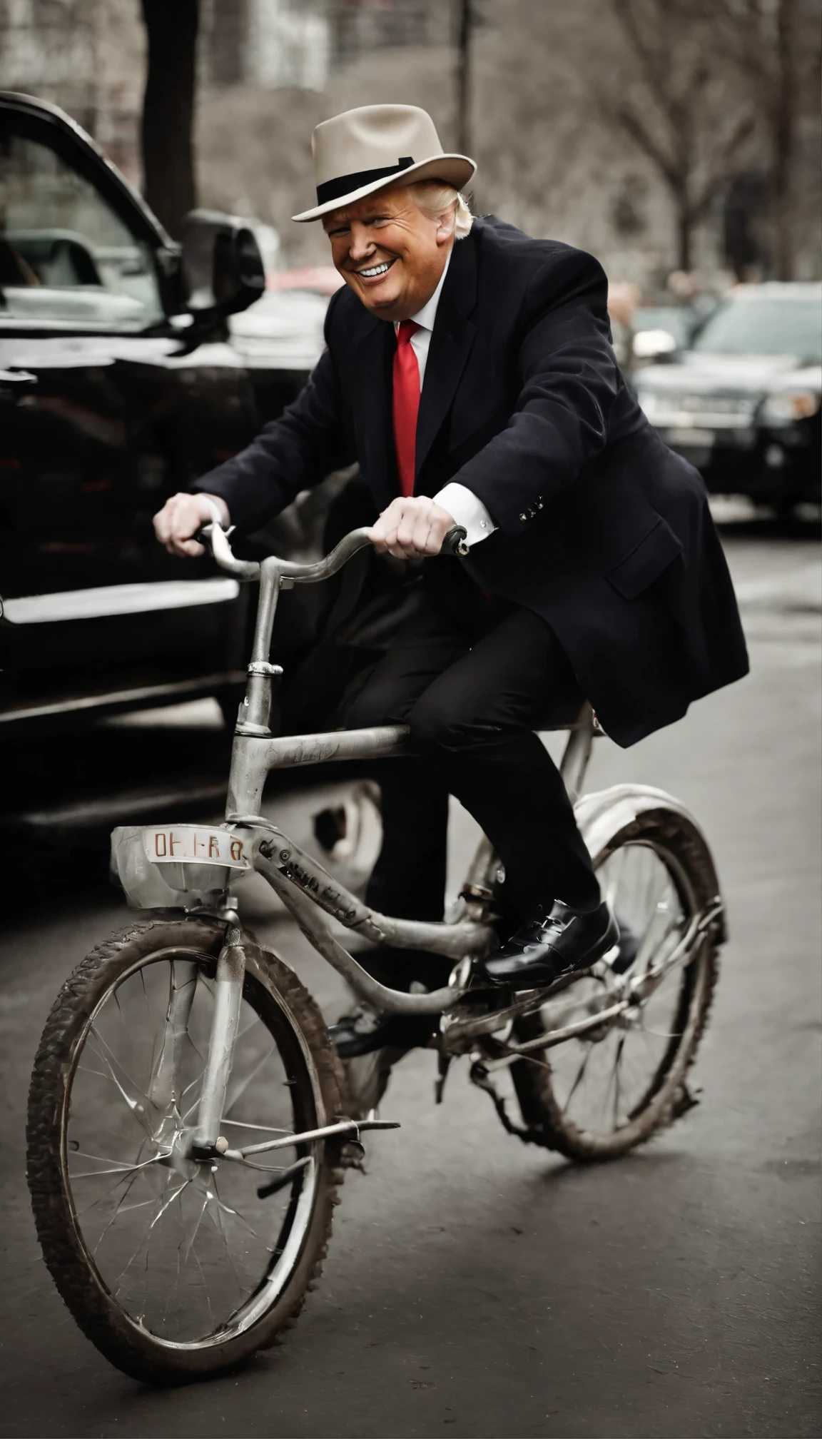 Trump on a bicycle