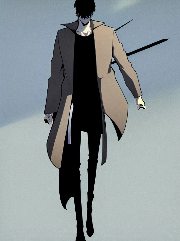 (Illustration, high resolution, best quality: 1.5, masterpiece, minimalist, simplistic detail, anime) solo: 2, teenager, fushiguro toji, baggy pants, shirt, fur collar coat, holding knife, half body,
