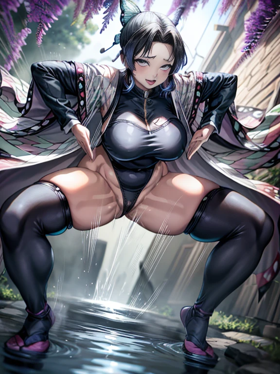 (highest quality)、(masterpiece)、(so beautiful)、(High resolution)、((An illustration))、(Very delicate and beautiful)、(Very detailed)、((CG))、8k wallpaper、wonderful、細かいディテールのmasterpiece、(the best ultimate art)、Very detailed 、(CG Unity 8k wallpaper)、(1 girl), (((Wearing clothes)))、(((Half-open eyes)))、(((Sticking out tongue)))、(Very detailedな CG Unity 8k 壁紙),(masterpiece), (highest quality), (Very detailed), (ベストAn illustrationレーション),(超High resolution)、(Best Shadow)、(((Straight fingers)))、(((Voluptuous)))、(((Plump)))、(1 Japanese female)、(Shinobu Kochou),(Kimetsu no Yaiba),(((Black Hair)、(Medium Long Hair)、(Tied Hair)、(Black tight clothing)、(White Cape)、(Butterfly Hair Ornament)))、((((background、garden))))、(((haigure)))、(((Milking machine)))、(((Gigantic Sagging Breasts)))、(((Super big breastuscular)))