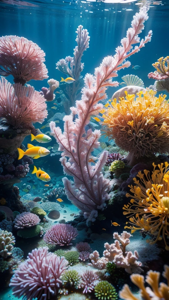 masterpiece,4k,Intricate details,Sharp focus,
Macro lens,Underwater scenery,Realistic aesthetics,Beautiful 3D 4K compositions,Colorful 3D crystals,Inspired by Daniel Merriam's microscopic photos on Flickr,Digital Artwork,Ray Tracing,Bright light refracts magical colorful flowers,Colorful crystals underwater,ethereal rainbow bubbles,Colorful crystals,Fantasy Mandelbrot flower,Colorful spotty fish。