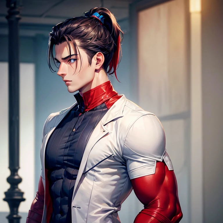 masterpiece,best quality,Look up at the characters,Stay away from the camera, (An 18-year-old boy with extraordinary development:1.2), Tall giant,(Kneeling upright in the campus hall),(Orange tight cycling suit),muscle veins,Broad and straight shoulders,Muscular shoulders,(Extremely strong body),Muscular body,Fitness,Perfect body proportions,Inverted triangle figure,Biceps,Highlight muscle texture, Muscular body,Slender and toned legs,Tilted head,Small head,Handsome and cute face,Perfectly detailed facial features,Looking at the camera,A serious and angry expression,Radiant Skin,leaning back,head tilt, happy, very short hair, brown hair,(looking at viewer:1.2),Vision