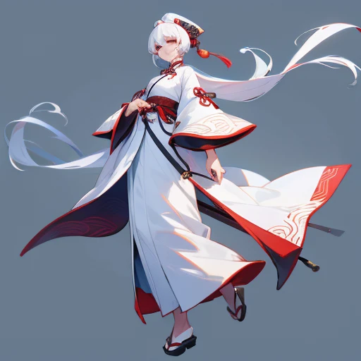 Full body picture Japanese clothes x Chinese clothes White hair