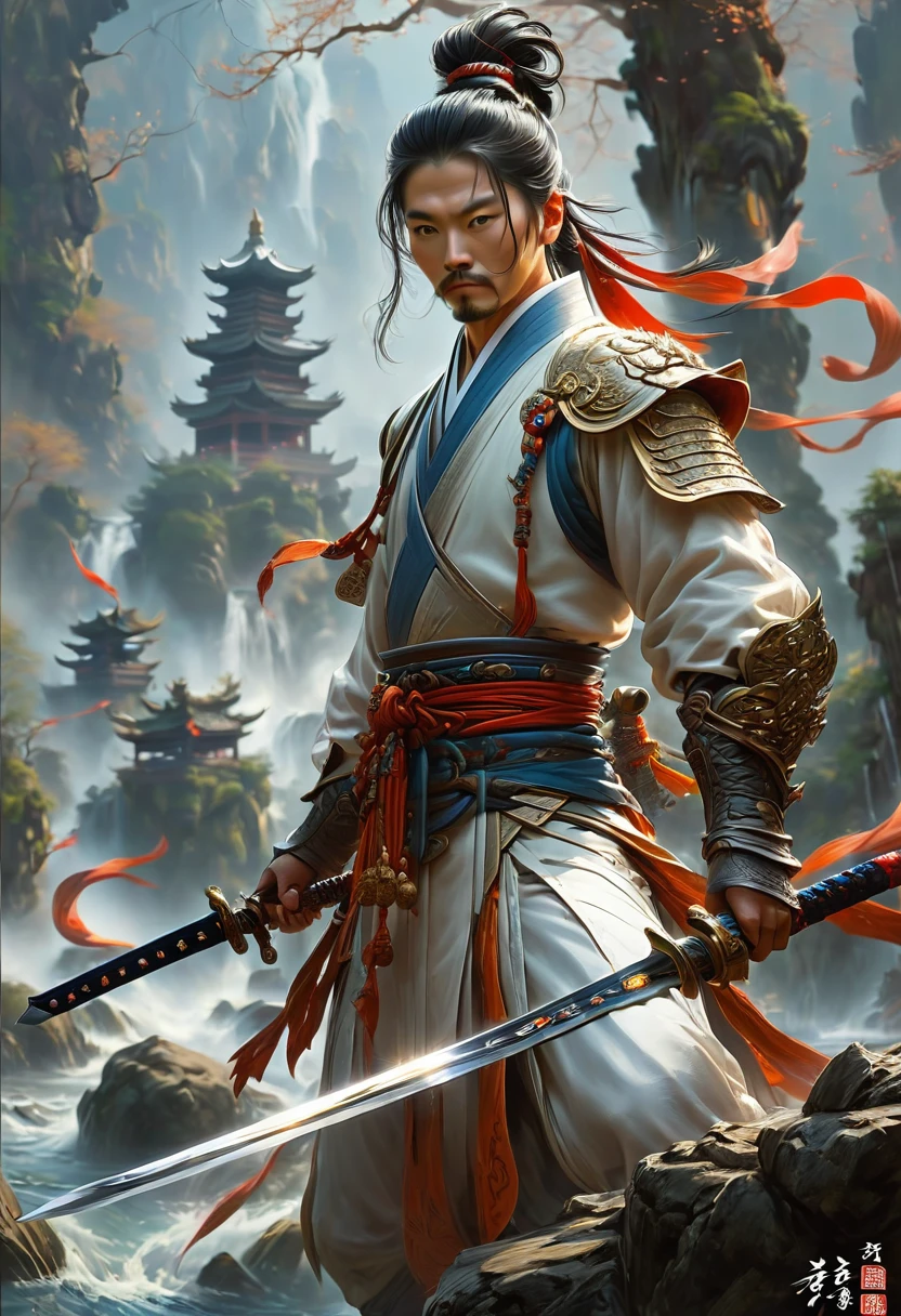 Sworasman, hold sword, by Bruce Zheng, best quality, masterpiece, very aesthetic, perfect composition, intricate details, ultra-detailed