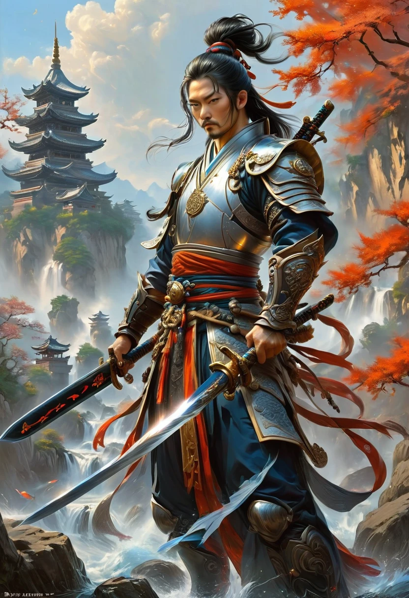 Sworasman, hold sword, by Bruce Zheng, best quality, masterpiece, very aesthetic, perfect composition, intricate details, ultra-detailed
