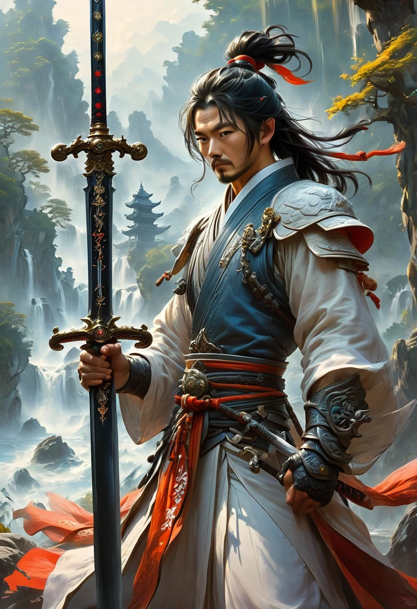 Sworasman, hold sword, by Jason_Chan, best quality, masterpiece, very aesthetic, perfect composition, intricate details, ultra-detailed