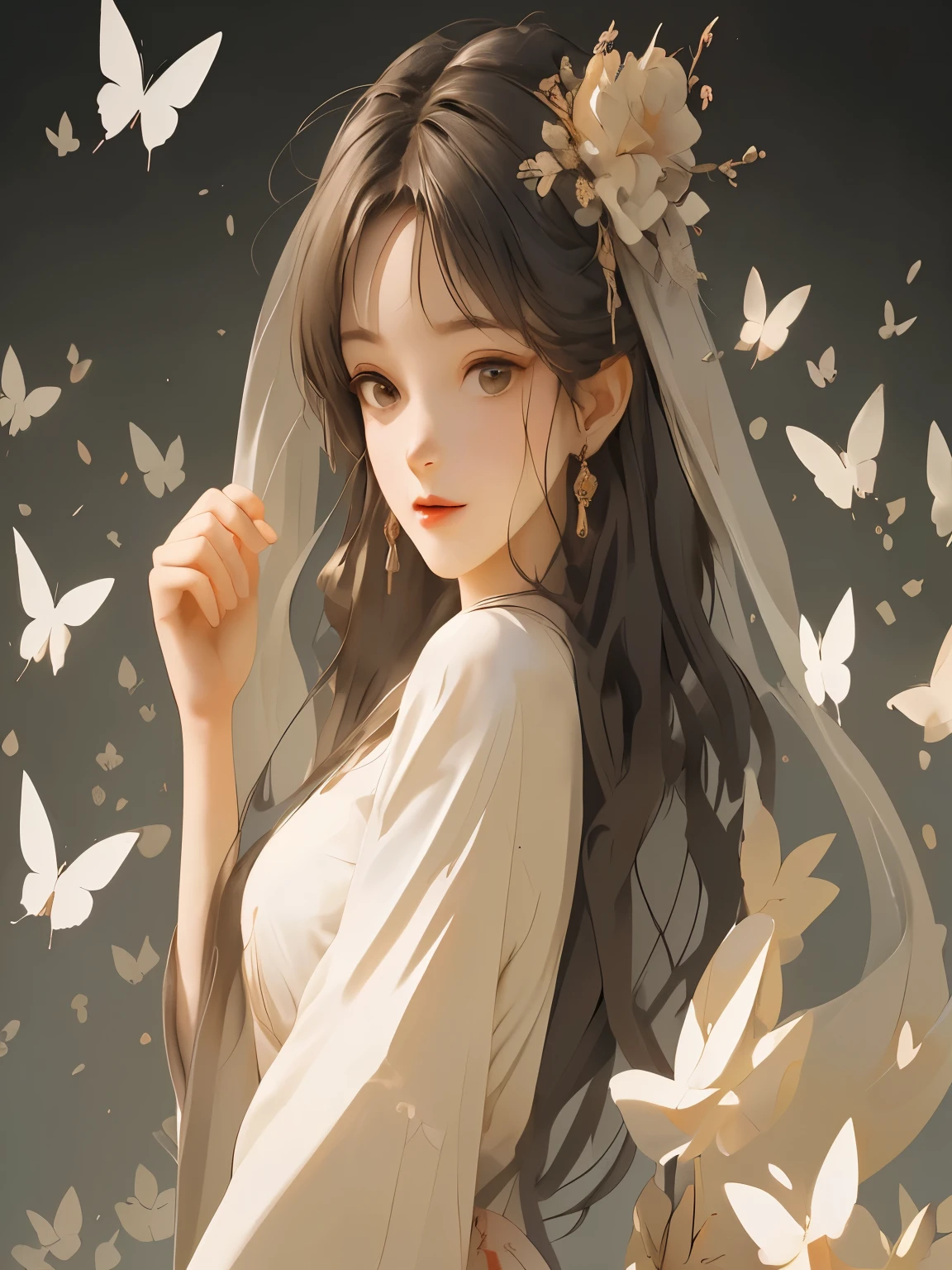 (masterpiece: 1.2, high quality), (Pixel: 1.4), (Song Dynasty calligraphy: 1.4) (Wide-angle lens, panoramic: 1.2), (panoramic镜头: 0.95), (panoramic镜头, Macro lens: 1.25), A girl, Dynamic angle, view, High Point,
masterpiece, best quality, 8K, Crazy details, intricate details, Ultra Detail, Ultra-high quality, China (China建筑: 1.5) Braided (Become a: 1.5), Strabismus, (Cold attitude: 1.2),
The eyebrows are like willow leaves in early spring, There are often rainy clouds, Face like peach blossom in March, The moon symbolizes love. Slim waist curl, Restrained swallows are lazy warblers., Sandalwood tastes light, Butterflies' chaos drives bees crazy. Enchanting, Mitamaoka,
Tense shots (The sky glows red, visual impact, Give your poster a dynamic and visually striking look: 1.2), Close-up, (Analog lenses, Macro lenses: 1.25), (Detailed facial description), (Detailed hair description), (Detailed clothing description),
{extremely exquisite beauty}, (Detailed description of the eyes), ((Delicate face)), (Beautifully detailed facial depictions),
(Pretty Face), Slimming face, Slim, Oval face, Perfect face, Delicate face, Eye details, Milky white skin, (whole body: 1.8), white hair,