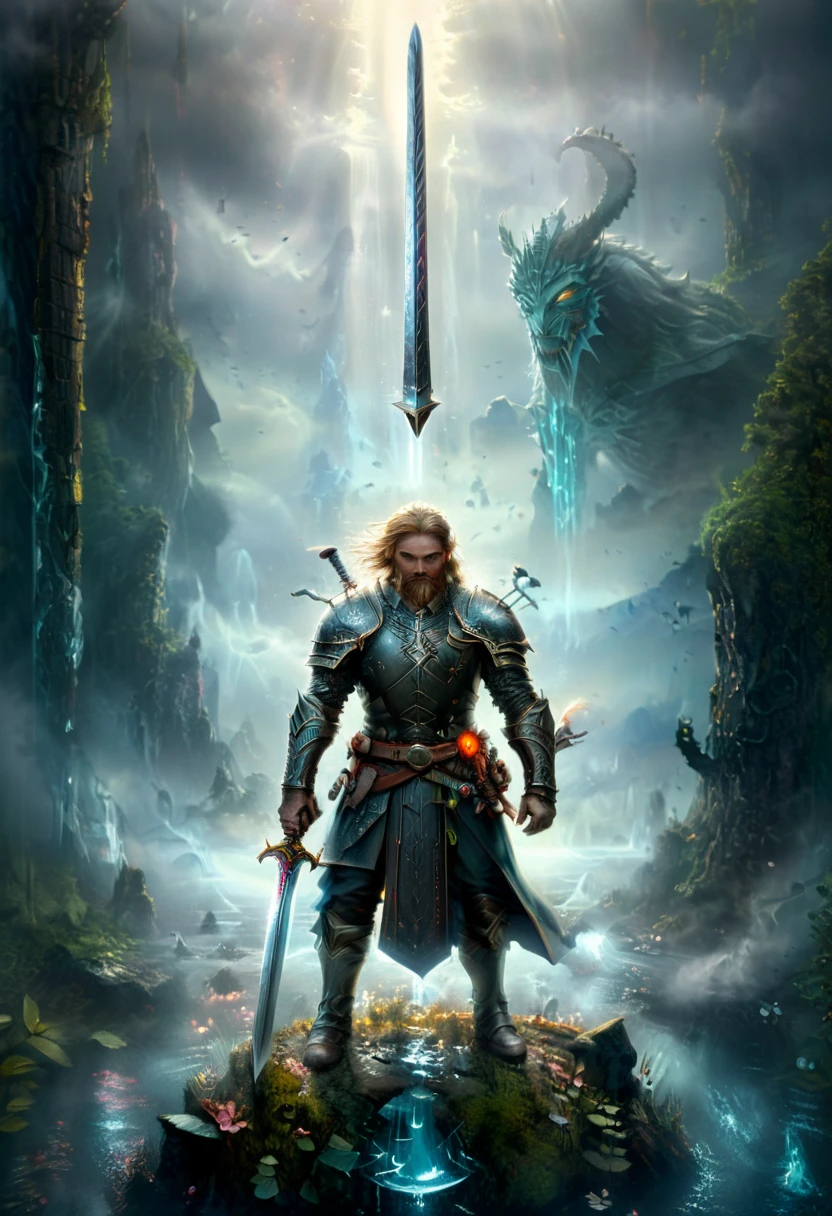Sworasman, hold sword, by Alexander Jansson, best quality, masterpiece, very aesthetic, perfect composition, intricate details, ultra-detailed