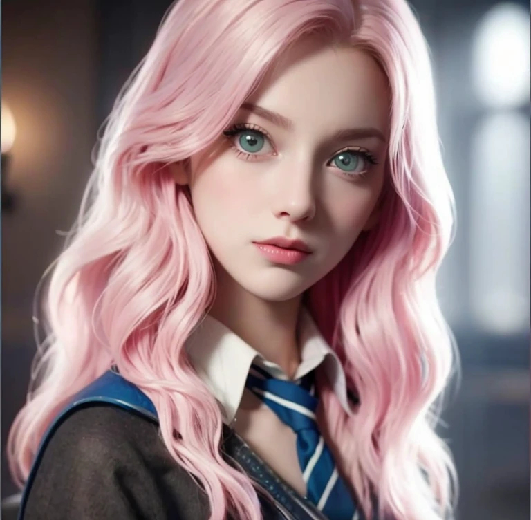 young woman, short shoulder-length pink hair, wide forehead, porcelain skin, pink eyebrows, big emerald green eyes, buttoned nose, full lips, heart-shaped face, slender body, small breasts, red tank top, Sakura Haruno , realistic, realism, details, 3d, well detailed
