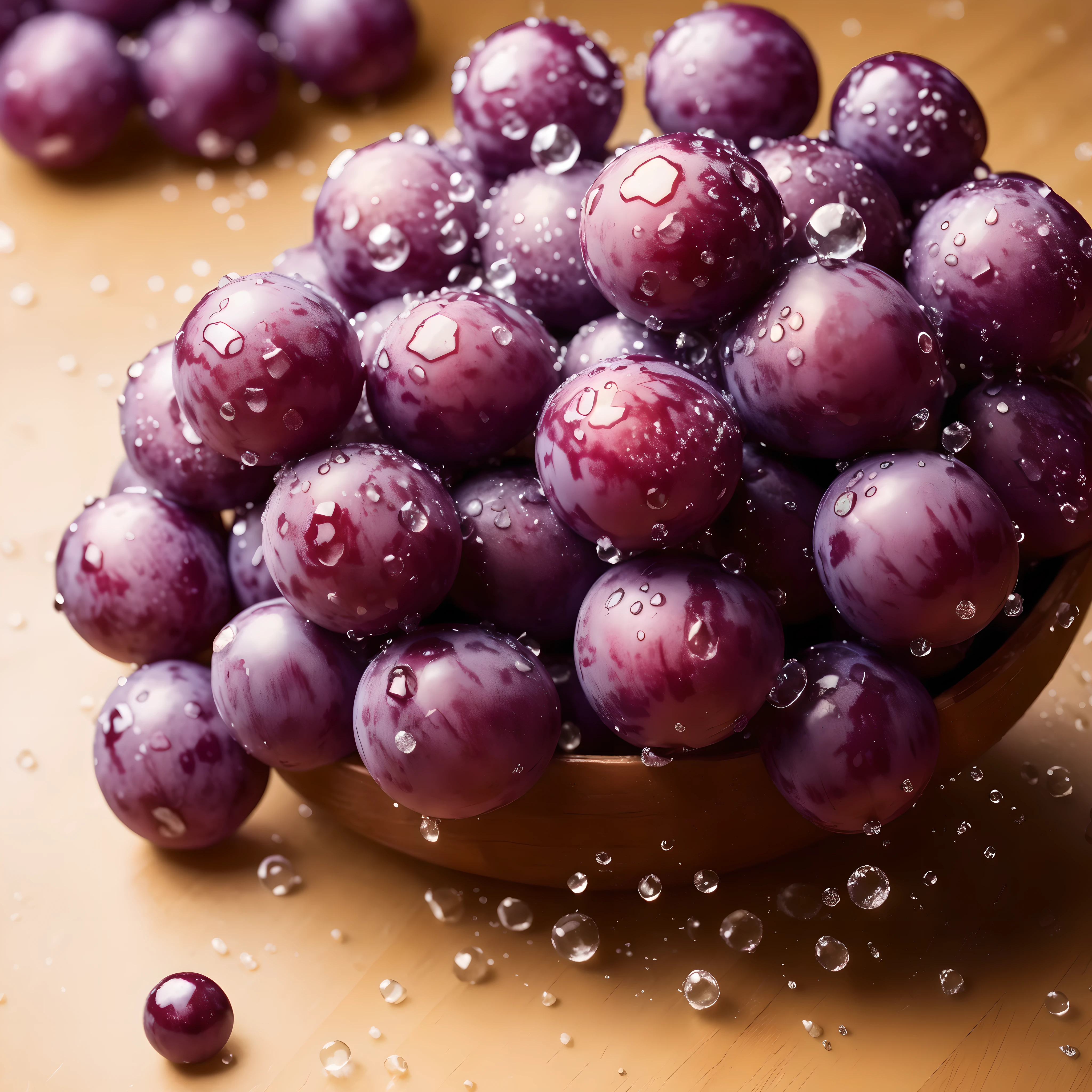 Master Chief，masterpiece, top quality, best quality,blurry background, blurry foreground, bokeh, motion blur,（（（A grape，Peeled grapes，Water Drops，its size is impressive）））