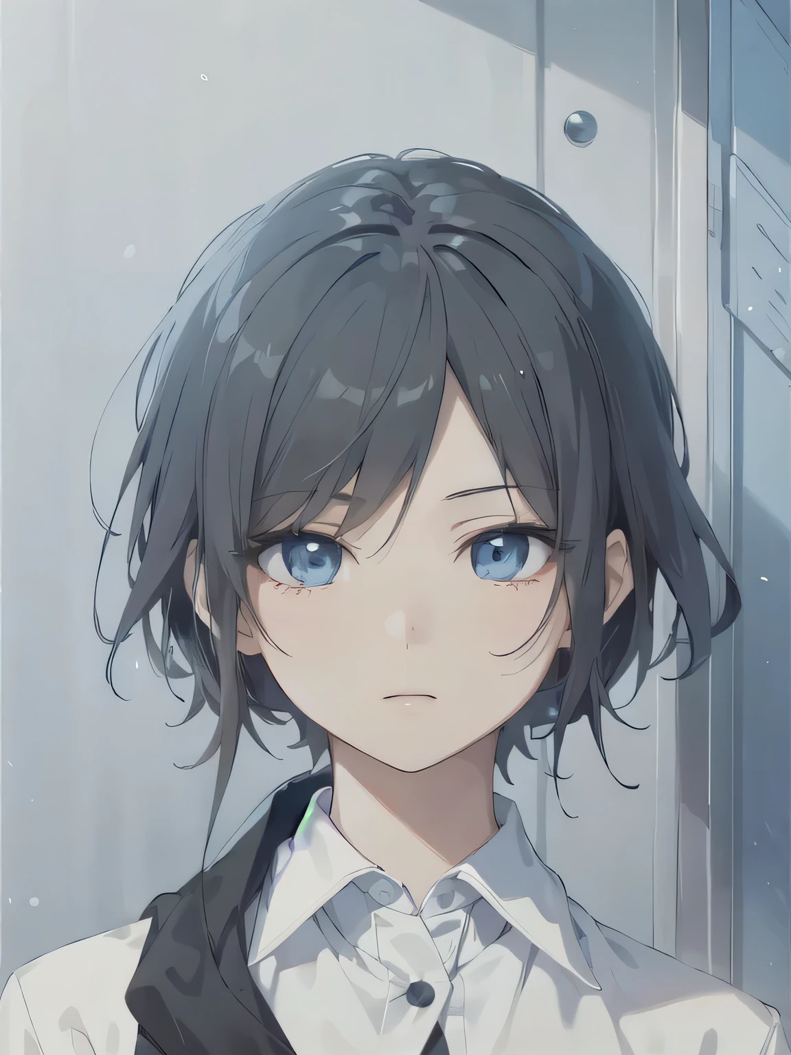 Anime girl with blue eyes and black hair in front of the window, Anime visuals of cute girls, guweiz, Artwork in the style of Guweiz, Smooth anime CG art, Close-up of a young anime girl, Guweiz on Artstation Pixiv, Guweiz on Pixiv ArtStation, Detailed portrait of anime girl
