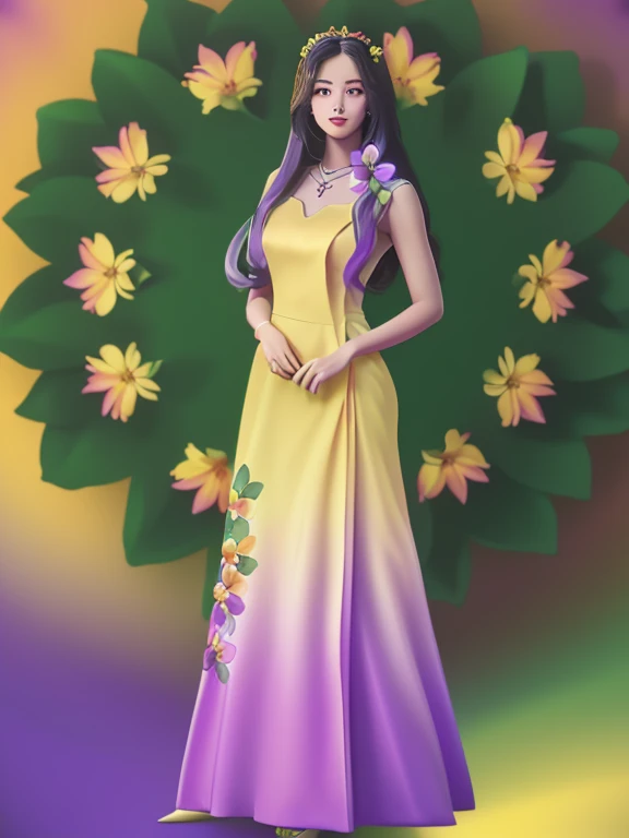 Female Solo ((Adult female)); Long-haired princess (((Big flower dyed in dress beauty)) (Yellow dress reflection) (Red dress reflection) (Green dress reflection) (Black dress reflection) (Purple reflection) (Golden dress reflection) Romance, viewer! (Full body)
Cartoon anime (oil paint) Burmese girl 18 years old view background clear Hd 8k