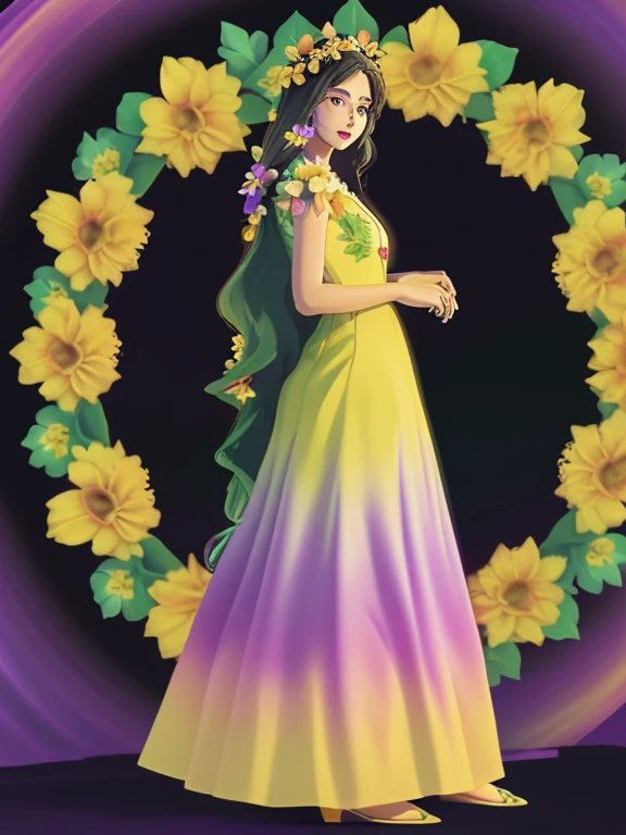 Female Solo ((Adult female)); Long-haired princess (((Big flower dyed in dress beauty)) (Yellow dress reflection) (Red dress reflection) (Green dress reflection) (Black dress reflection) (Purple reflection) (Golden dress reflection) Romance, viewer! (Full body)
Cartoon anime (oil paint) Burmese girl 18 years old view background clear Hd 8k