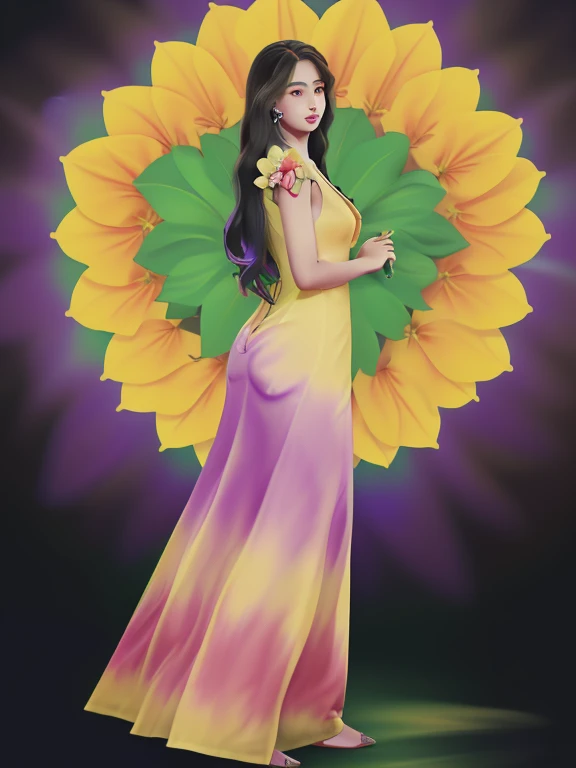 Female Solo ((Adult female)); Long-haired princess (((Big flower dyed in dress beauty)) (Yellow dress reflection) (Red dress reflection) (Green dress reflection) (Black dress reflection) (Purple reflection) (Golden dress reflection) Romance, viewer! (Full body)
Cartoon anime (oil paint) Burmese girl 18 years old view background clear Hd 8k