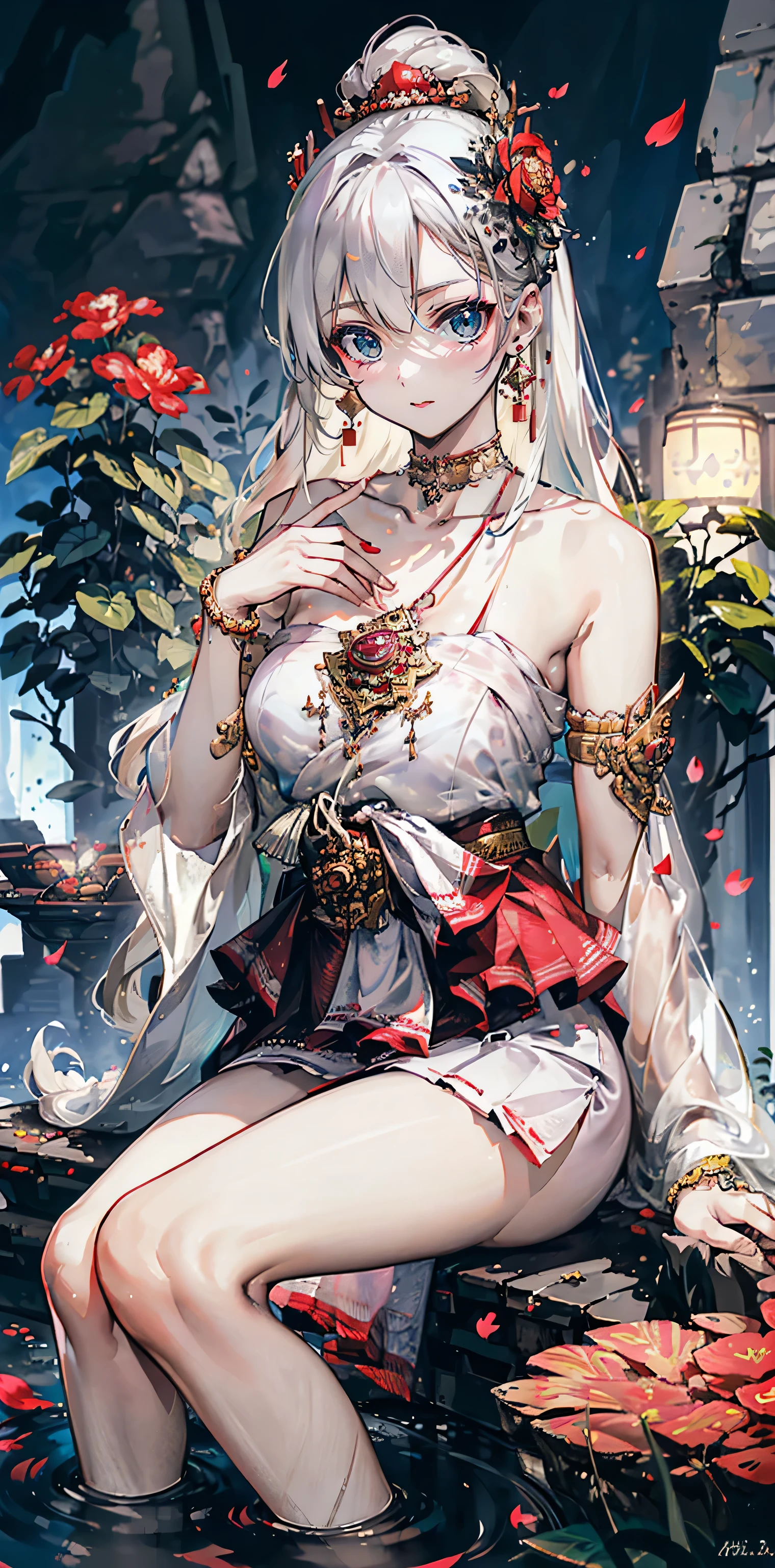 well built,Best build quality ,Masterpiece, lamp, very beautiful, Very meticulous ,CG ,Yoon ,8k wallpaper, Amazing cleavage, Detailed pubic hair, Masterpiece,best quality,official art,Extremely detailed CG-8k wallpaper,Ridiculous resources, Absolutely ridiculous.., The file size is very large.. , very fine, high resolution, Very meticulous,Meticulous beautiful girl, Very fine eyes and face, beautiful eyes,there'Gives radiance to the face.,unger sister, (Shen He\Genshin Impact), (exaggerated), (((white hair))), (single braid), long gray hair, (blue eyed bitch), ((His long bangs covered one eye..)), (((hair in one eye))), (((Bangs covering right eye))), ((decorate)), ((Tassel Earrings)), (((Describe the arm in detail..))), (((Excellent mistake)), ((The body is long and slender.)), (), ((Plum)), (Detailed description of the hair), (shoulder), ((collarbone)), ((shoulder cropped)), (Glowing skin), (Detailed description of the face), (Detailed explanation of metaphysics), (Leaves skin radiant, radiant), no competitors, (ultimate beauty), (red lipstick), (shy ), ( smile), , ((Gather flower petals), ((long-sleeved shirt)), ((wide arms)), thin line, Overcoming obstacles, ( In this matter#39;Hot springs for spectators)), , ((Any position.)), (Sit down and soak in the water..)), ((there is a lot of water in the body.))..),((( Lift up your skirt.:1.3,spread your legs:1.3,pussy:1.3)))