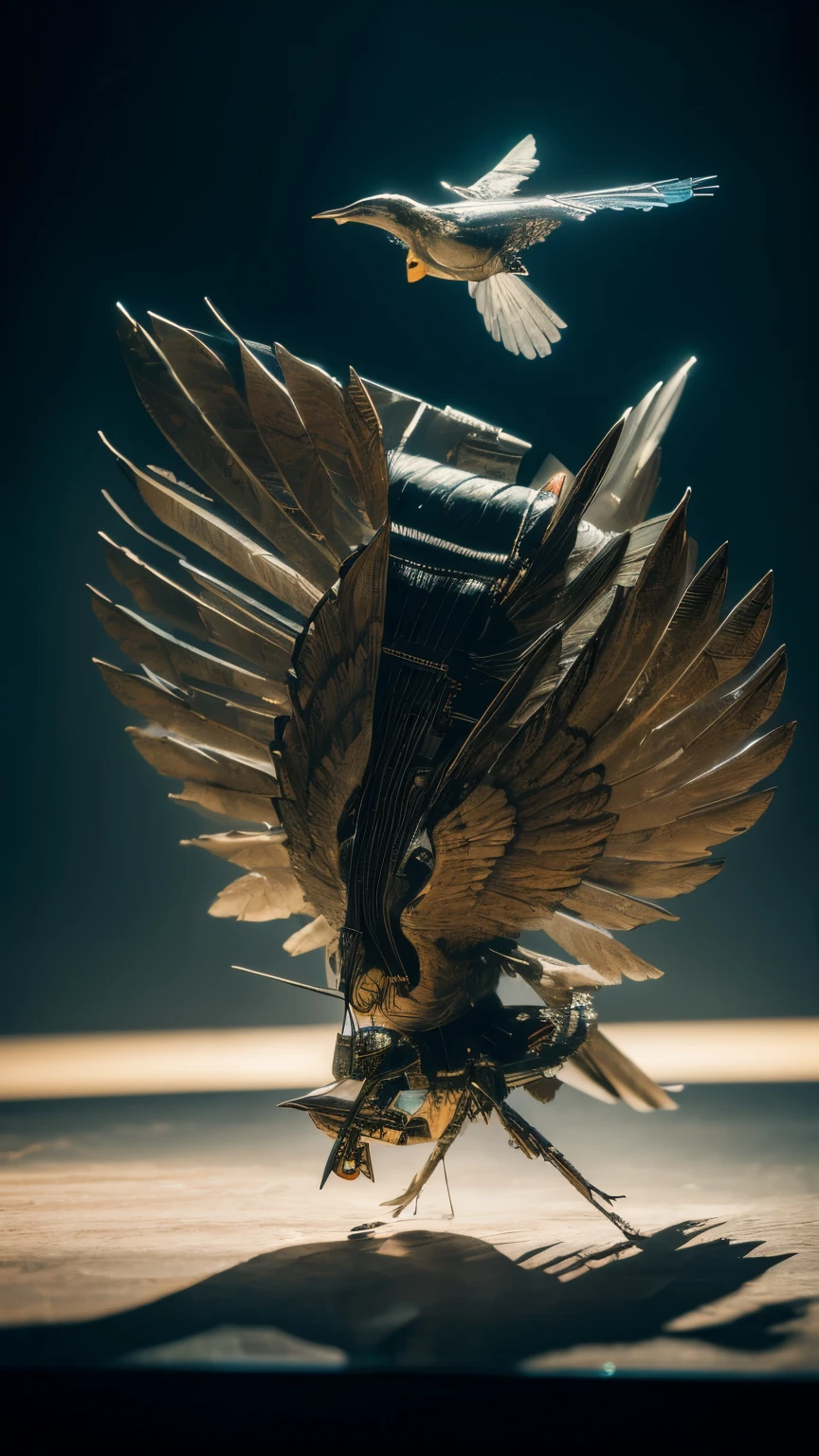 Mechanical Bird Space Station 1:3 Modelid day,Cyberpunk art of a,Rembrandt light,Detail portrayal,macro shot,surface reflection,high definition detail,Dingdall effect,Light and shadow intensification,The light shines,particle fx,3D modeling,Surface reflected light,detail-rich,The texture is delicate,Strong visual impact,Hyper-detailing,A high resolution,high saturated,Ray traching,Light and shadow effects,16K smooth,High resolution a mechanical bird, the detail