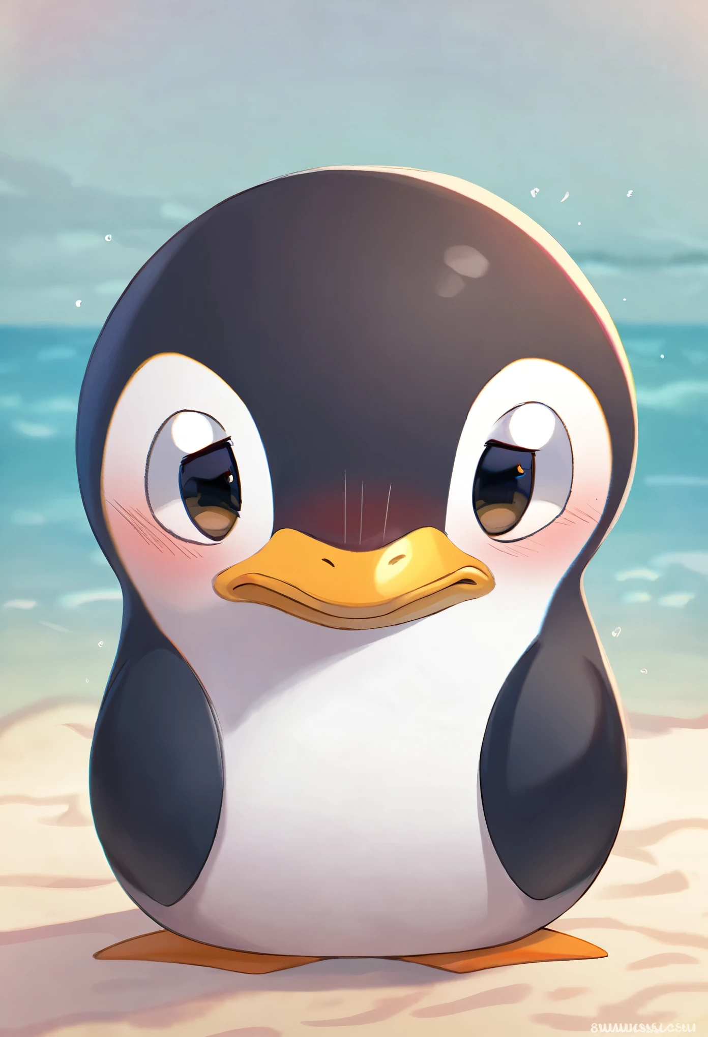 best quality, penguin with a duck mouth, his dissatisfied expression is also cute, he's so angry