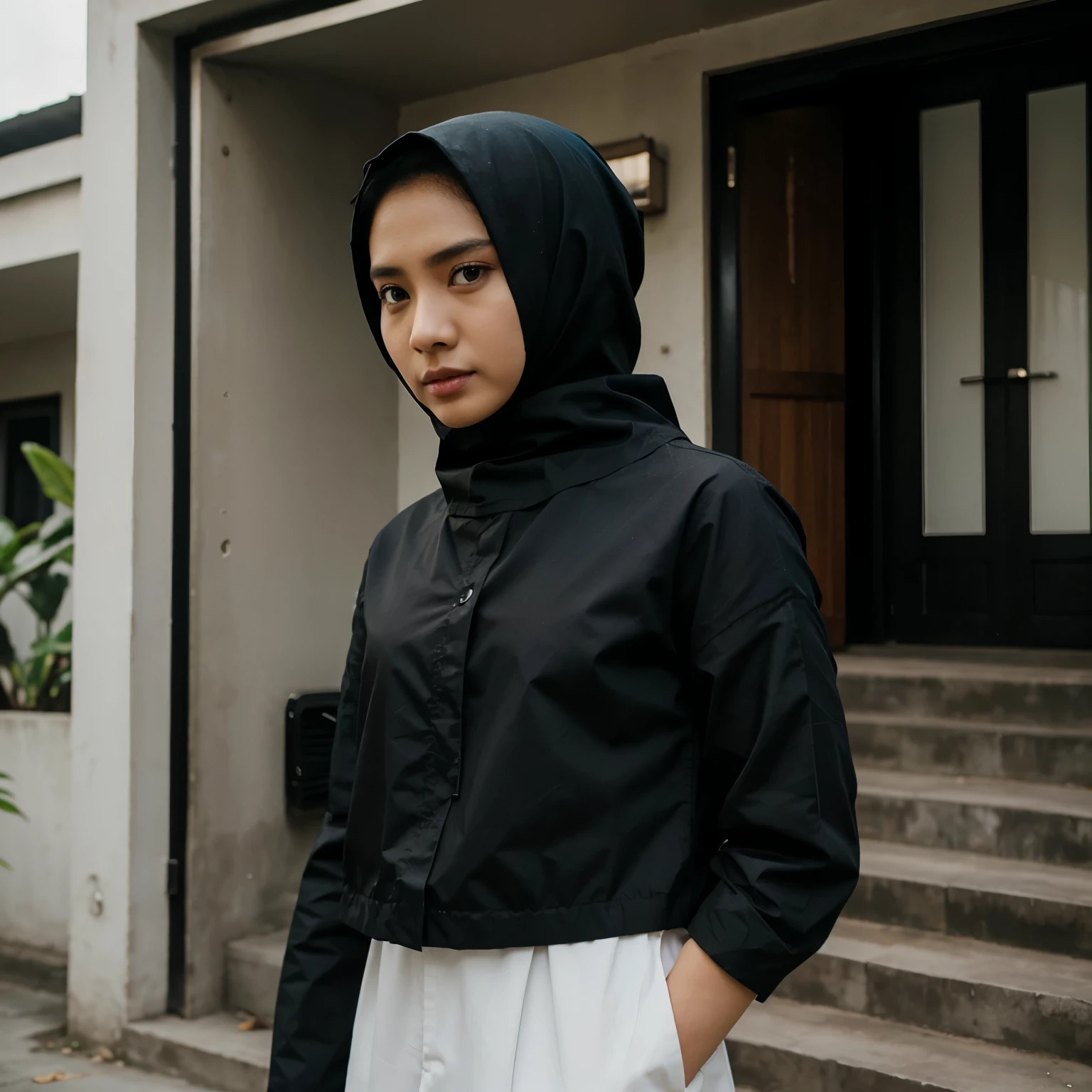 Dengan setelah jas warna hitam