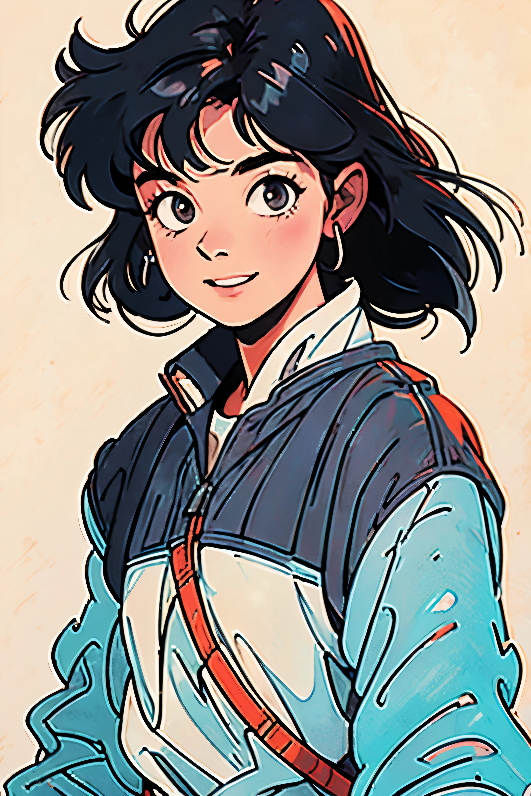 black hair,Smile