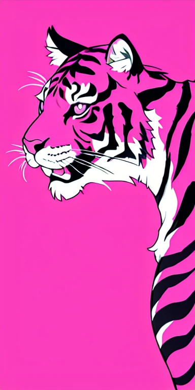 simple、Fuchsia pink solid background、Real tiger、high resolution、Top quality
