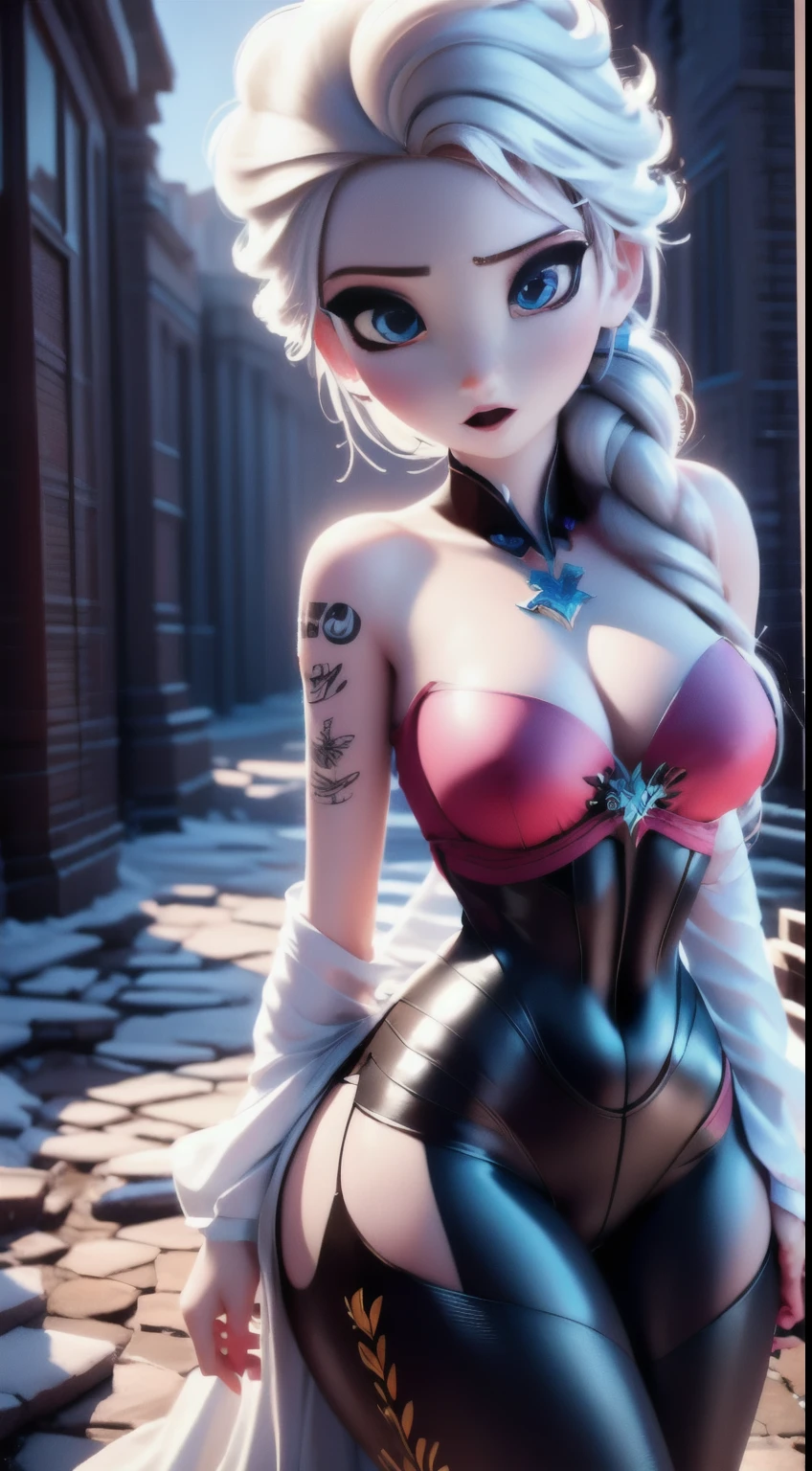 (elsa frozen-rose quartz SU mezclando modelos .) (ultra FUSION) Highly detailed CG unity 8k wallpaper, style shot, complex, high detail, dramatic, highest quality movie still image, very detailed, masterpiece, best quality, character design, Elsa, Elsa from Frozen,Pink Diamond fusion (( Dark style)), realistic ultra-detailed rendering style, natural light, sharp character design, (hard focus, 8k), (((natural skin texture))), 8k textures, soft cinematic lighting, adobe lightroom, dark room, hdr, Sophisticated, Elegant, Rich Detail, Sharp Focuilm Look) )), Soothing Tones, Detail Frenzy, Intricate Detail, Super Detail, Low Contrast, Soft Film Lighting, Dull Colors, Exposure Blending, HDR, Fade, 35mm, f/1.4, ISO64, f16, 25 sec.