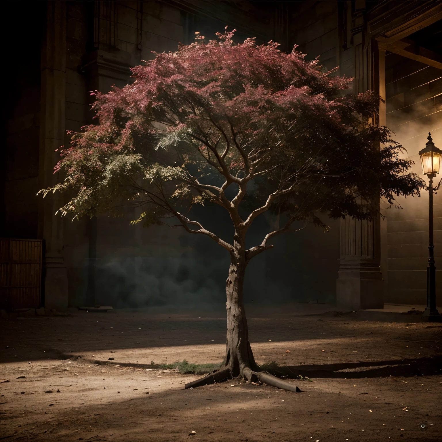 dreamlikeart tree live, colored smoke, detalhes insanos, detalhes steampunk, detalhes intrincados, hiperdetalhado,