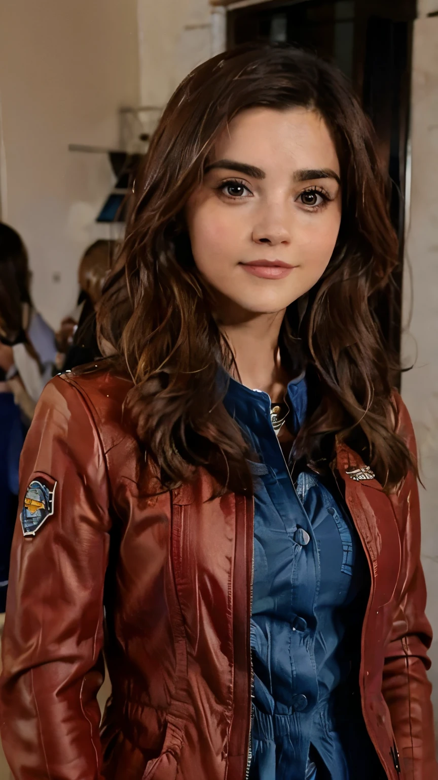 Jenna Coleman usando jacketa da adiddas, super realista, 8k