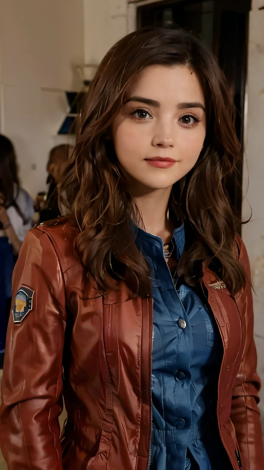 Jenna Coleman usando jacketa da adiddas, super realista, 8k