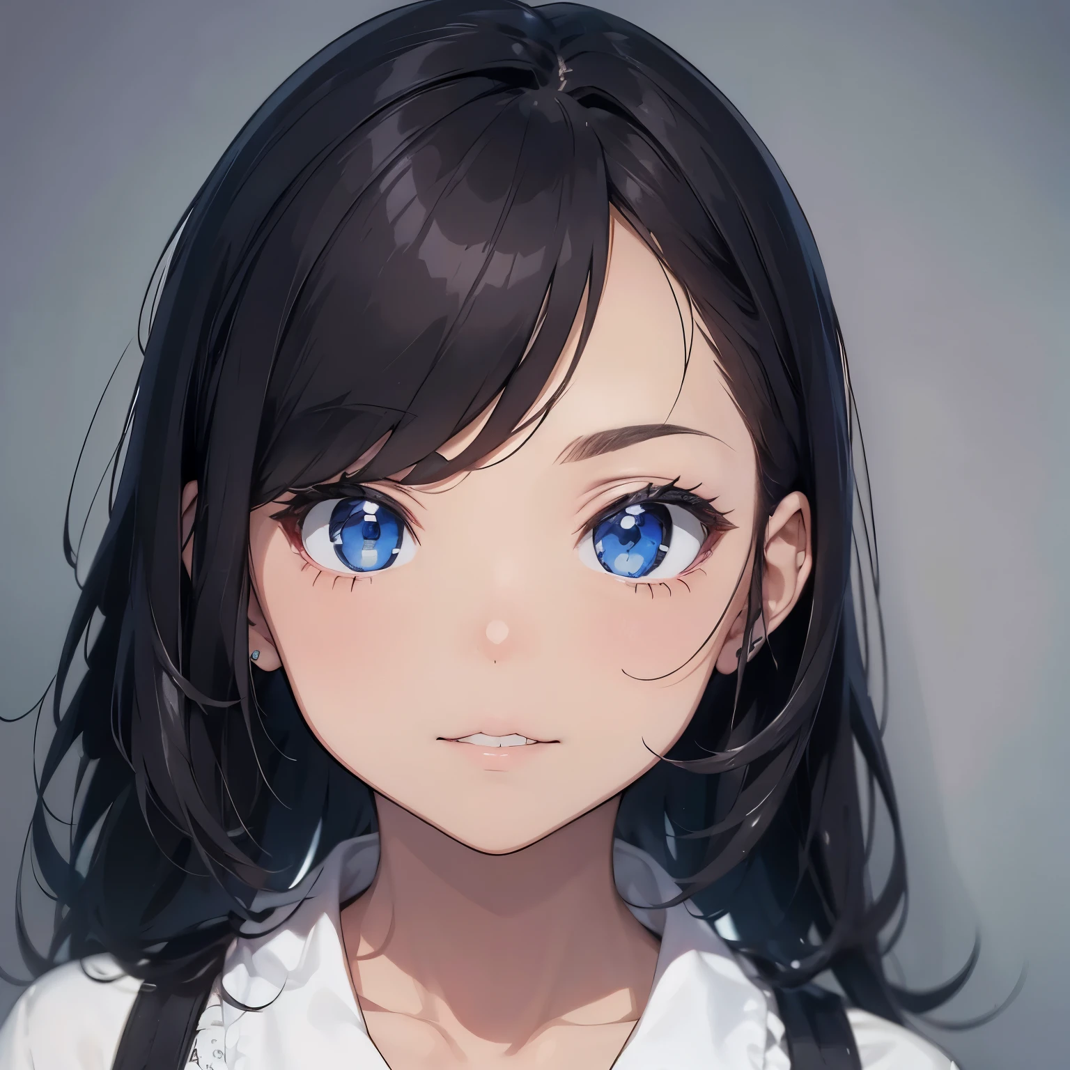 Mujer profesora ,piel blanca, ojos azules, pelo negro y largo,