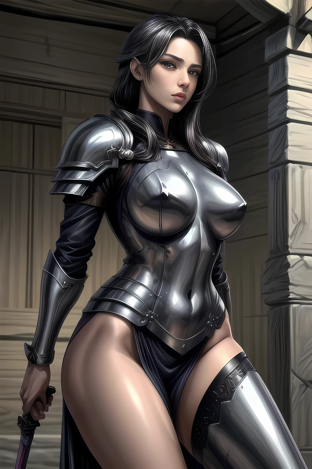 female Swordsman in swordsman armor