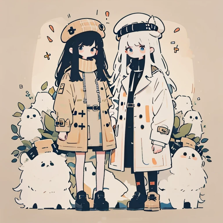 4K, Practical, Fashion clothing, Trench coat, French beret, Long hair