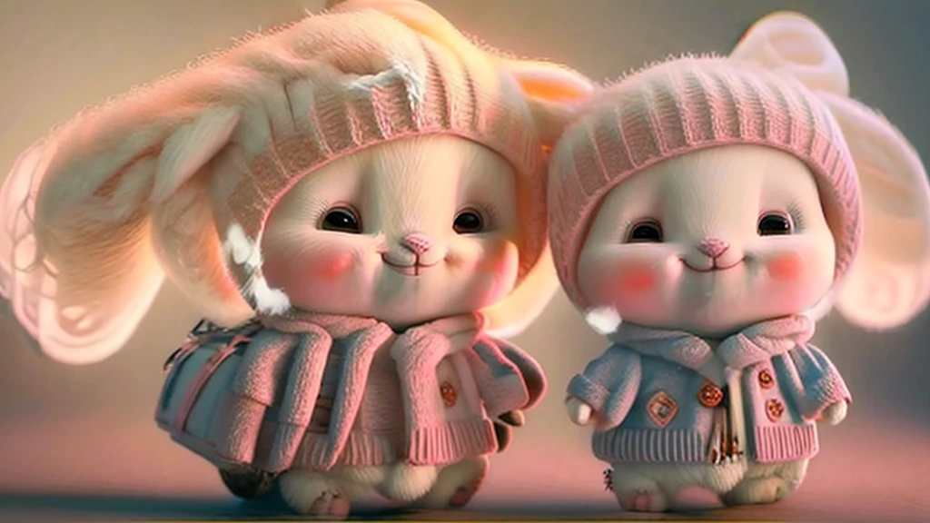 Generate an image of a happy young holding an orange-colored kitten doll in their left hand. The is standing in front of a pink background with blurry flowers surrounding them. The child's facial expression shows joy and tenderness. This scene creates a warm and cheerful atmosphere. Please create the image with detailed and captivating nuances