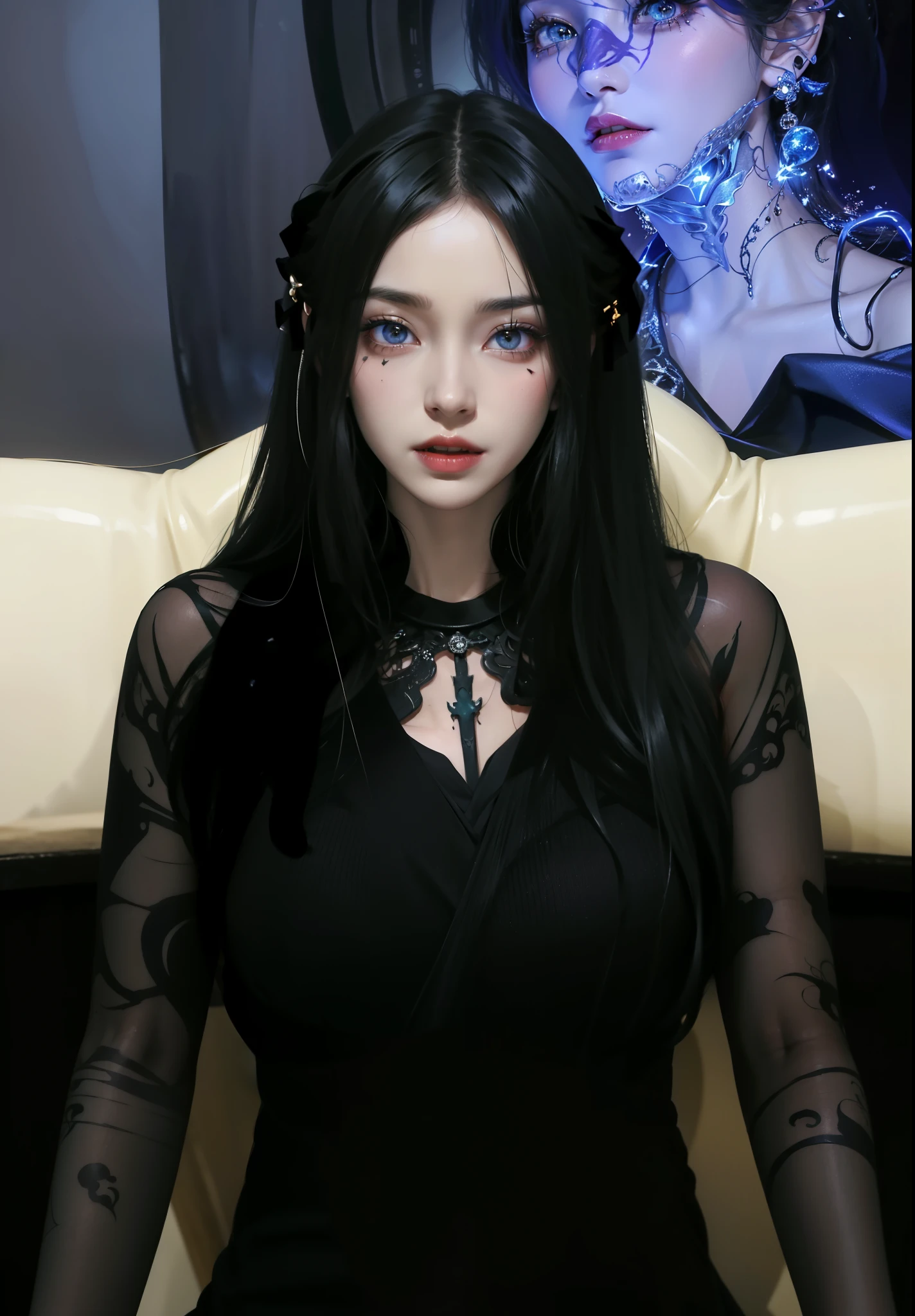 Detailed image quality,pandora witch,wing, Succubus Theme,堕落Angel,Excellent,scary,Secret Terror,Tentacles,With eyes,Uncanny Valley Effect,Blood Moon,skeleton,vampire,Hellfire,Dark Queen,Angel,magician magic witch,16岁Angel,Eyes are blue(Pupils as deep as the starry sky),Gorgeous tattoo designs all over the body,tattoo queen,Gorgeous clothes(Rich in details),8k ultra-high definition photos,哥特式vampire女王,Wear lip studs,There are tattoos on the face,Arms straight,breasts symmetrical